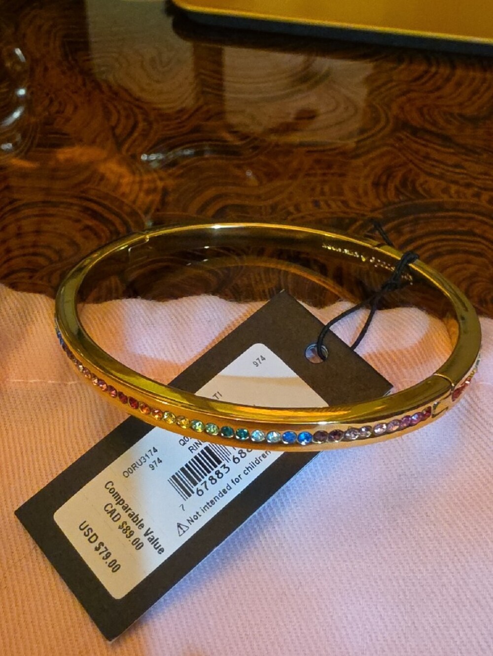 kate spade Gold-tone Rainbow Crystal Bangle Bracelet - Picture 5 of 5
